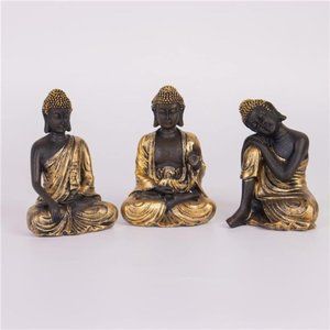 3PCS Buddha Statue Vintage Sculptures Home Decor,Office Meditation & Yoga Room